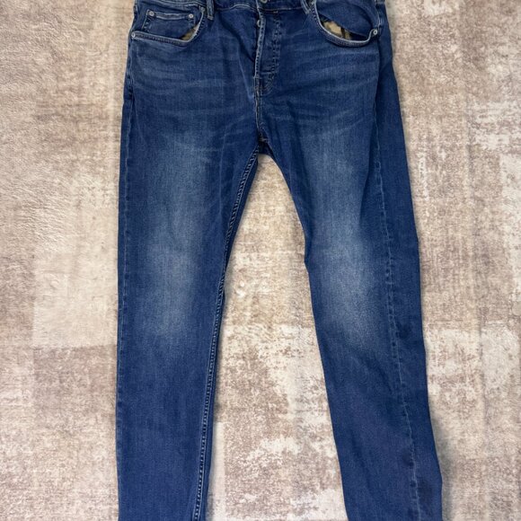 AllSaints Brand Ronnie Style Skinny Cut Stretch Denim Jeans, Medium Blue, 38x30 - Picture 2 of 5